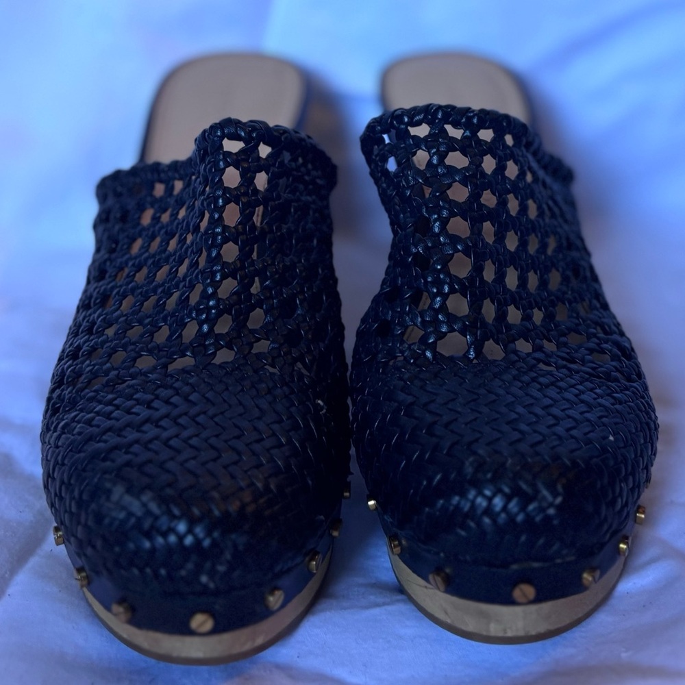 Veronica Beard Black Woven Mule Clog